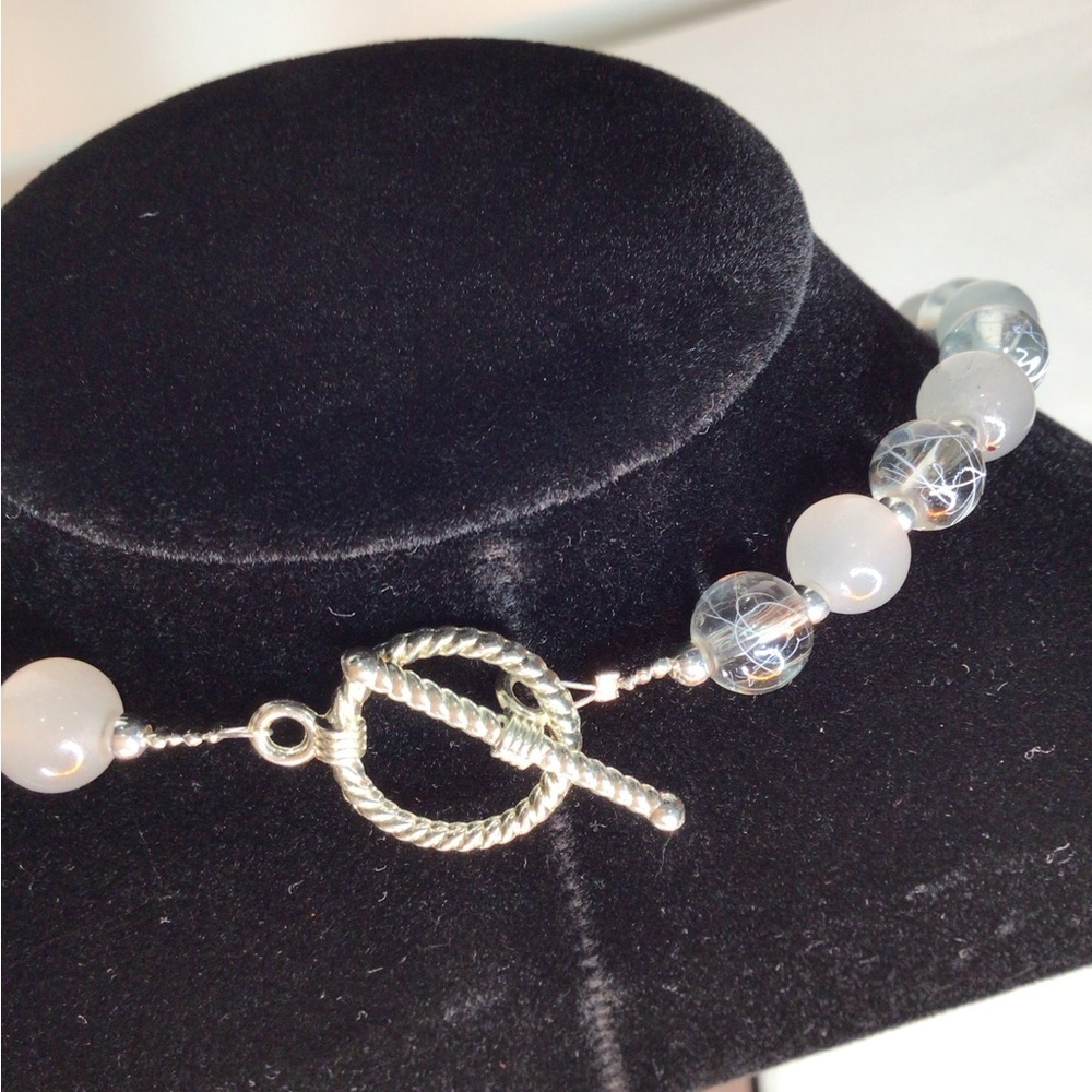 Silver and Smokey Crystal Necklace and Earring Set - Picture 2 of 8